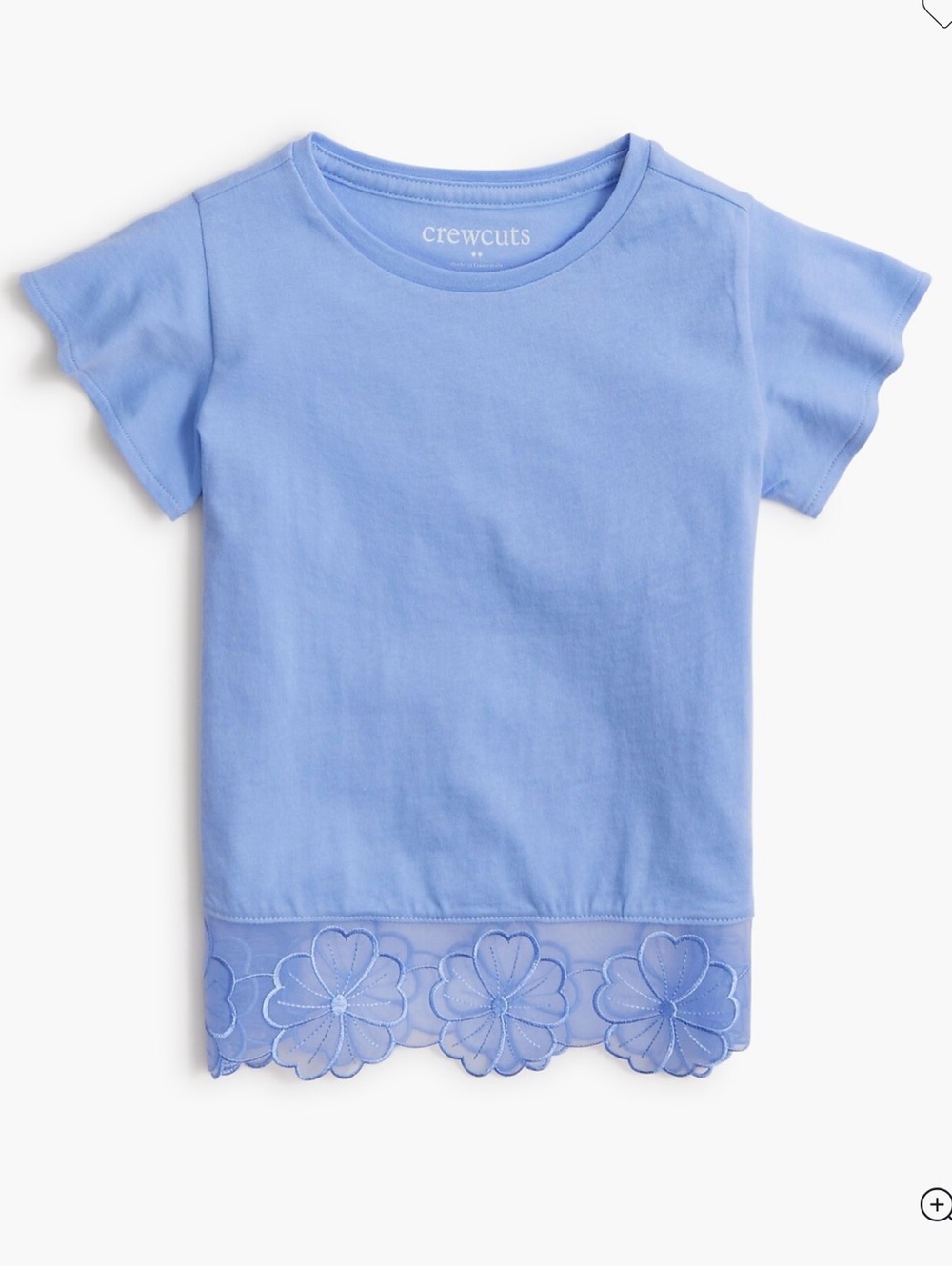 J crew crewcuts girls organza floral lace trim short sleeve t-shirt XS 4/5